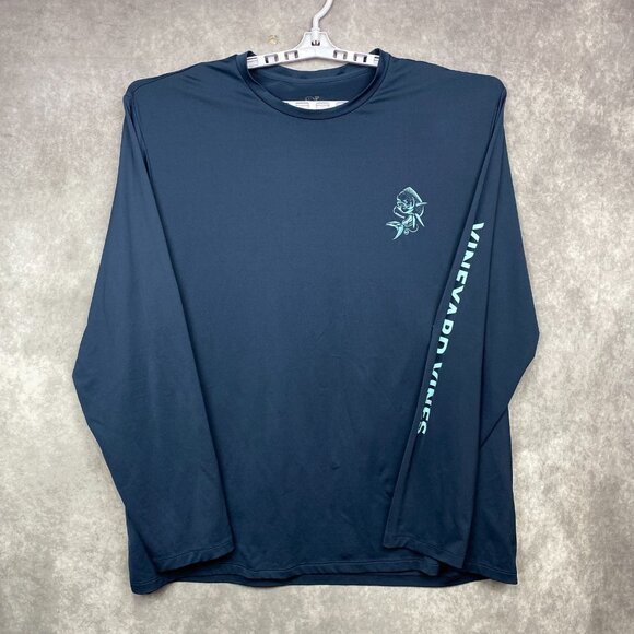 Vineyard Vines Performance T-Shirt Mens XXL Blue Tatoo Sleeve Fishing Graphic - Picture 1 of 11